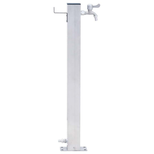 Garden Water Column – Stainless Steel Square Dubai with integrated faucet and hanging hook for convenient outdoor use.