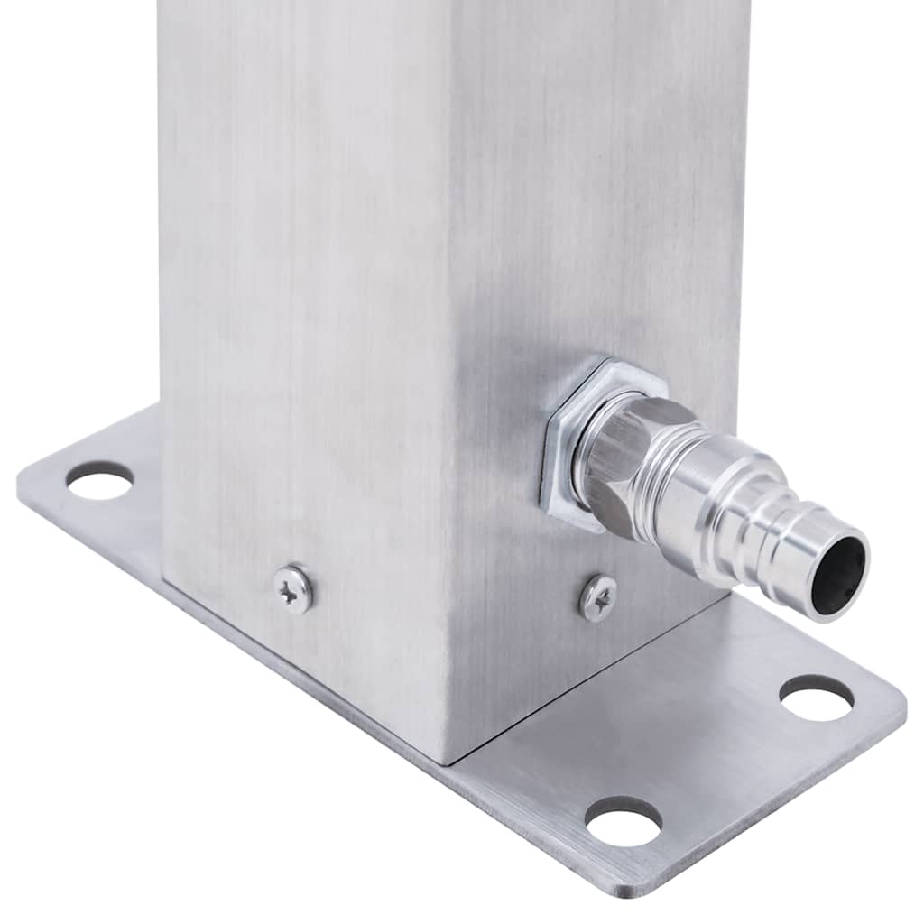 Garden Water Column – Stainless Steel Square Dubai with faucet connection detail.