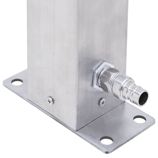 Garden Water Column – Stainless Steel Square Dubai with faucet connection detail.