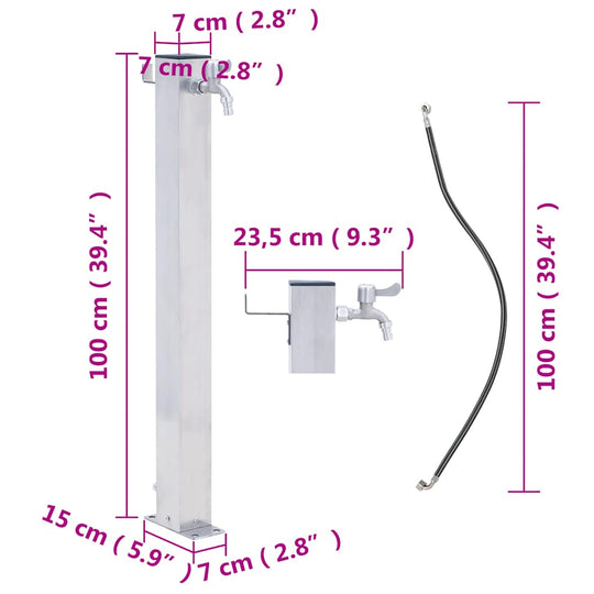 Garden Water Column  Stainless Steel Square