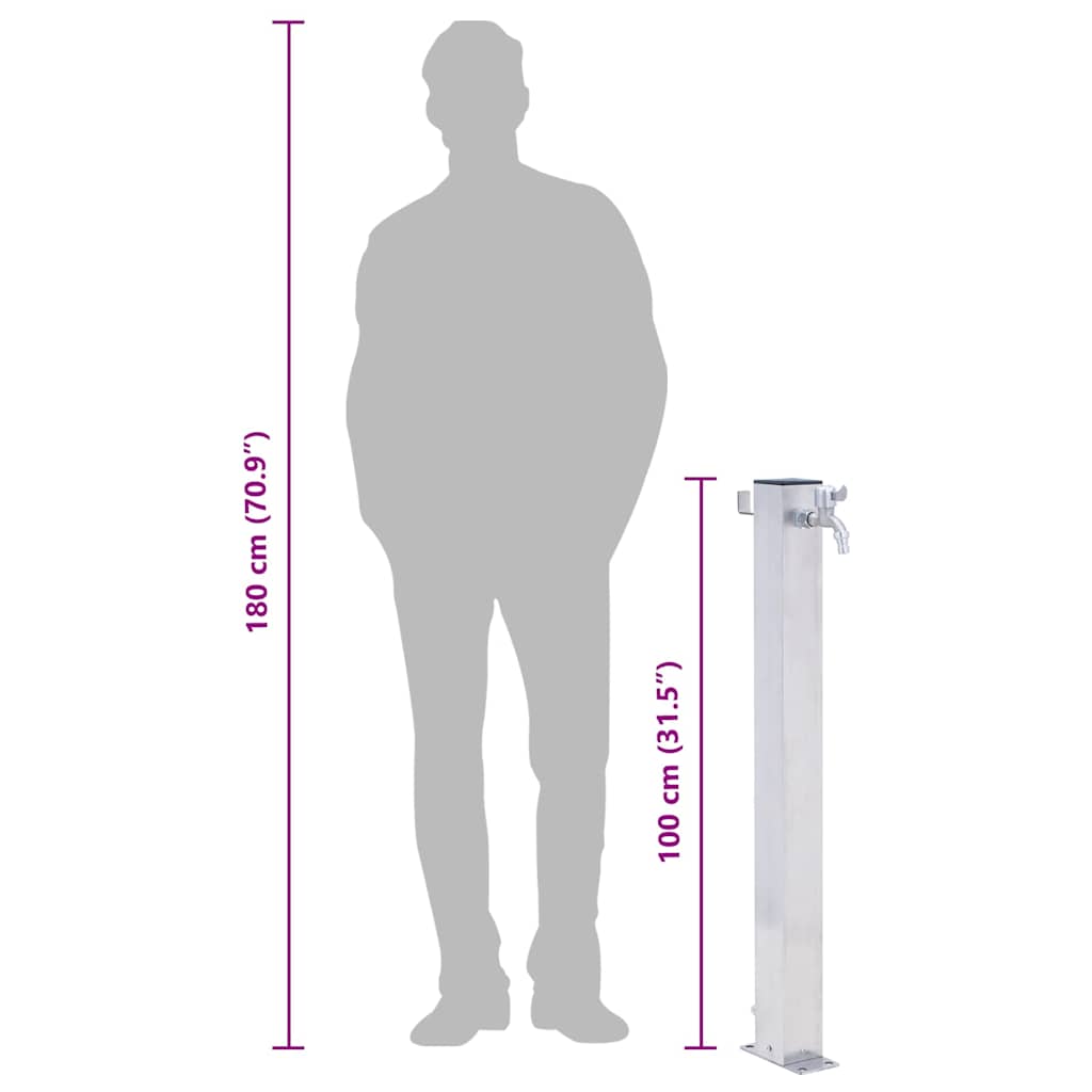 Garden Water Column  Stainless Steel Square