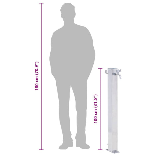 Garden Water Column  Stainless Steel Square