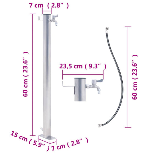 Garden Water Column  Stainless Steel Round