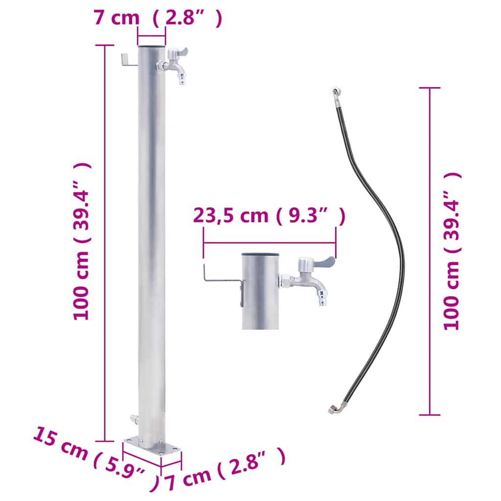 Garden Water Column  Stainless Steel Round