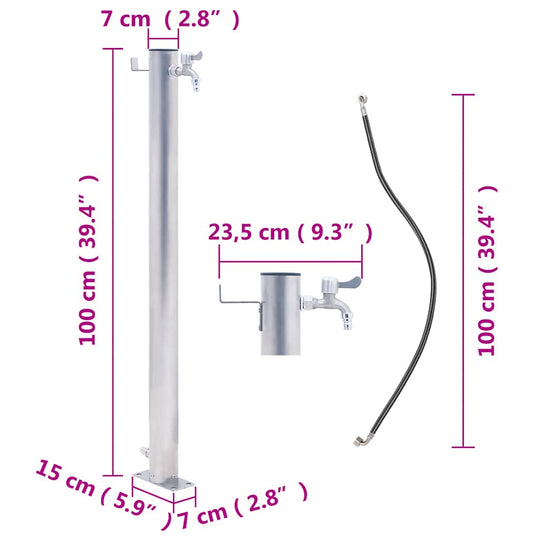 Garden Water Column  Stainless Steel Round