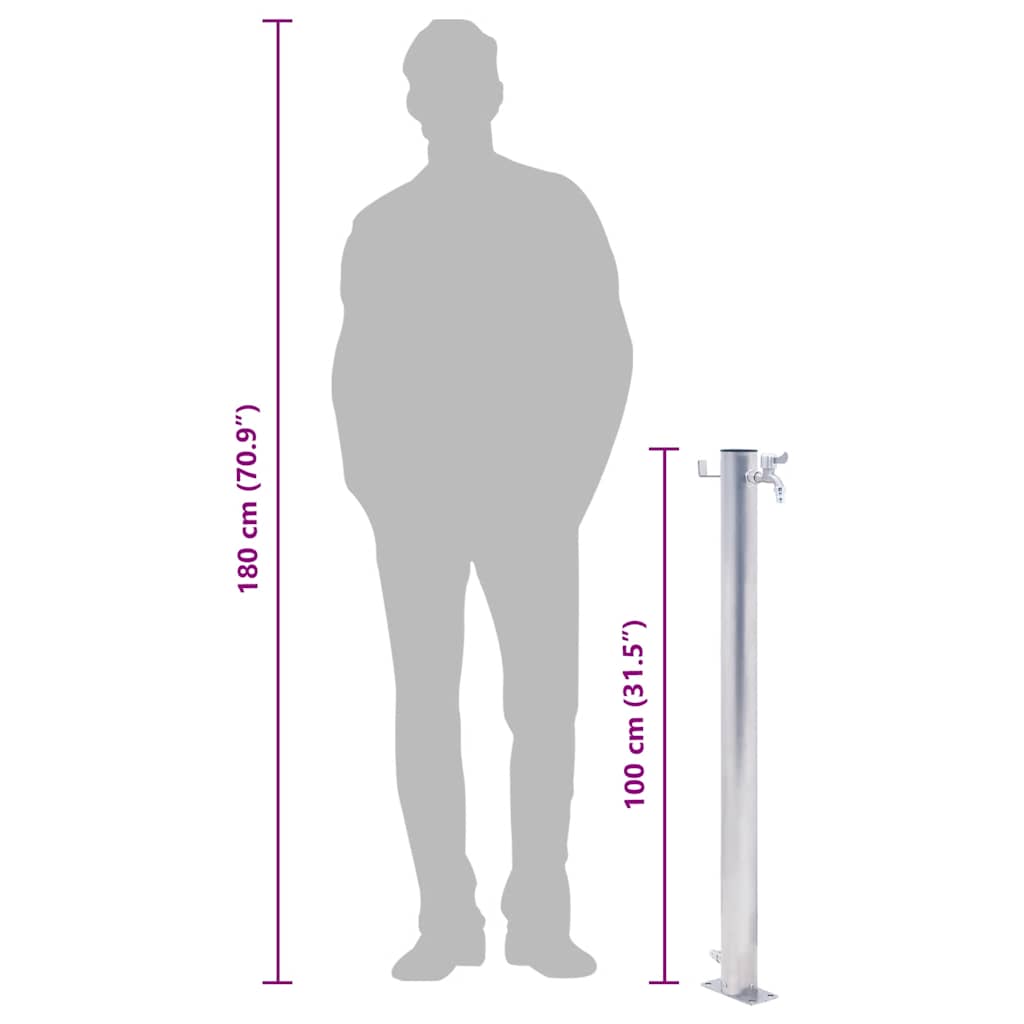 Garden Water Column  Stainless Steel Round