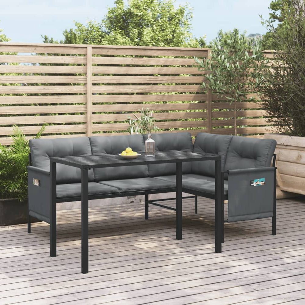 2 Piece Garden Dining Set with steel frame and padded cushions on a patio, perfect for outdoor garden and balcony furniture.