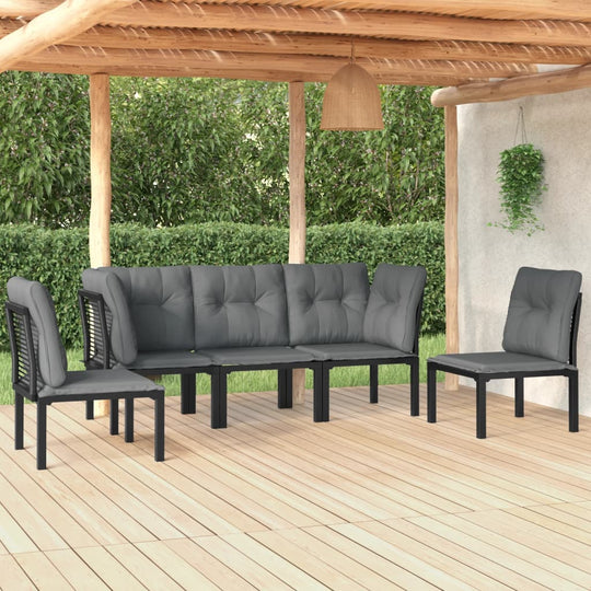 5 Piece Garden Lounge Set and Grey Poly Rattan , Furniture -> Outdoor Furniture -> Outdoor Furniture Sets , black,Chairs -,Decor -,Durable,eligant,Furniture -,Home & Garden -,Home Decor,Modern Design,new-305021,Outdoor Furniture -,Outdoor Furniture Sets,O