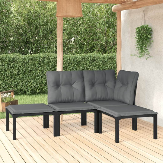 Garden Lounge 4 Piece Set  and Grey Poly Rattan
