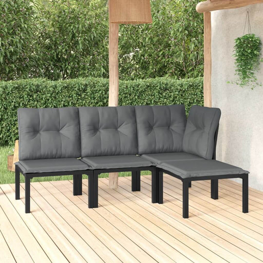 VidaXL 4-Piece Garden Lounge Set Grey Poly Rattan | Dubai