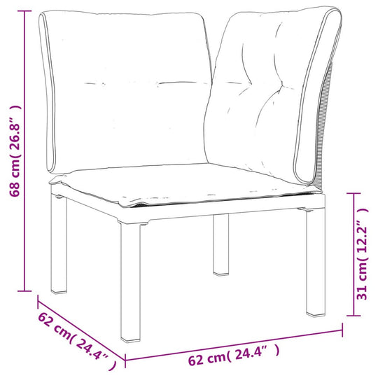 Dimensions of a chair component from the 4 Piece Garden Lounge Set and Grey Poly Rattan.