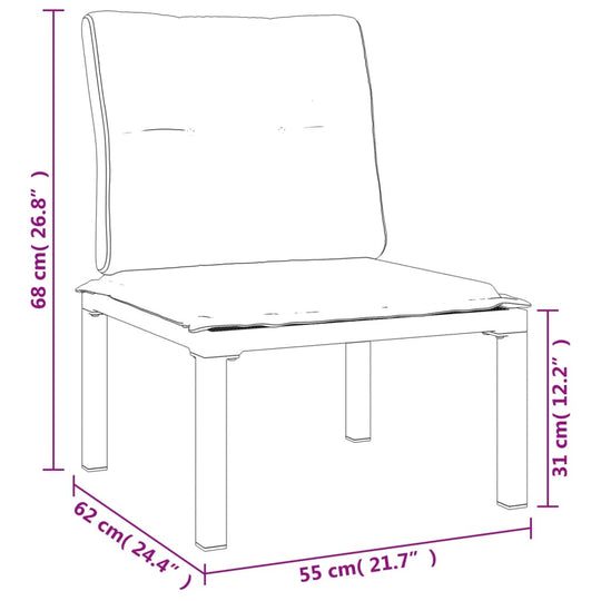 Dimensions of a chair from the 4 Piece Garden Lounge Set and Grey Poly Rattan