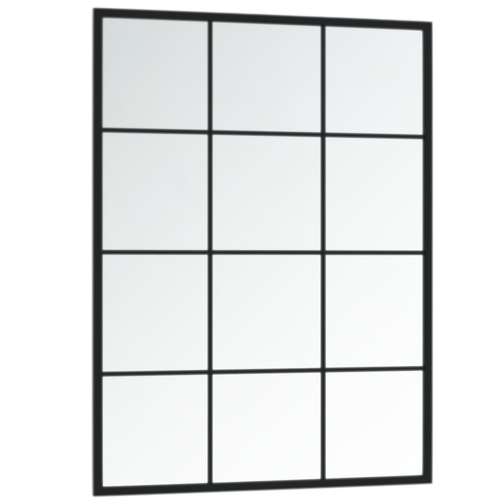 Black metal wall mirror 80x60 cm, perfect for indoor decor and maximizing space with stylish versatility.