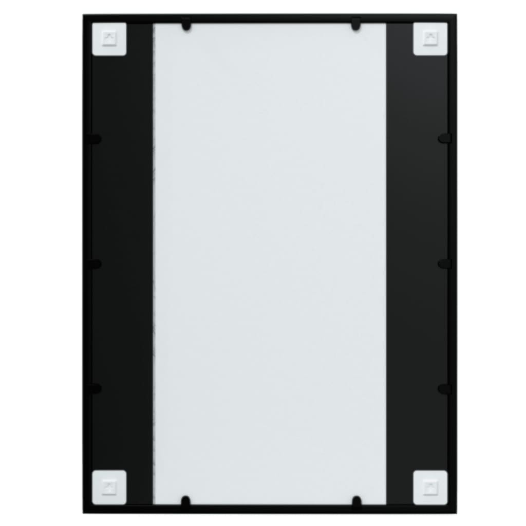 Black metal wall mirror 80x60 cm, ideal for dressing, decorative, and makeup use in various indoor rooms.