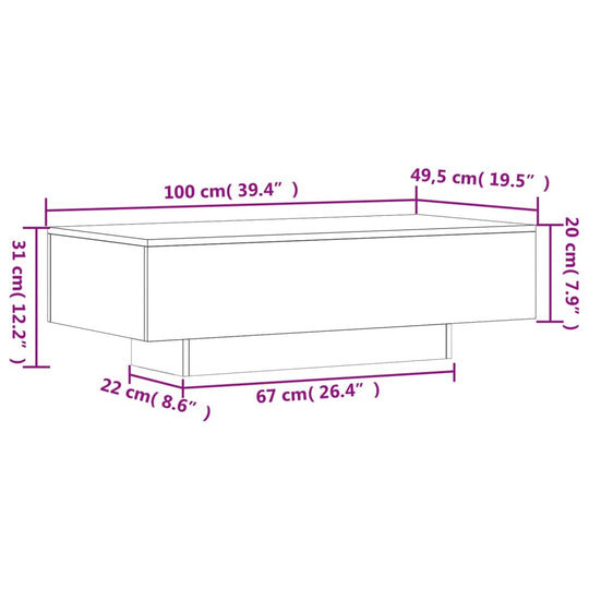 Coffee Table White 100x49.5x31 cm Engineered Wood