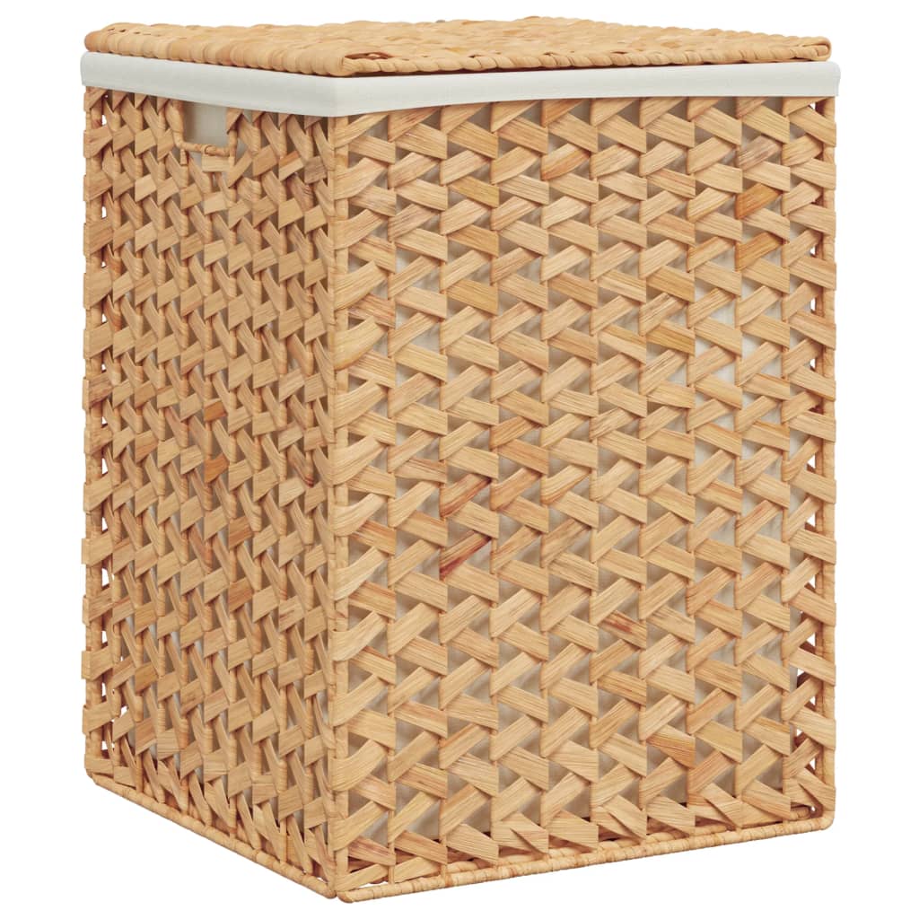 Rustic Laundry Baskets 2 pcs Water Hyacinth with lid and handle, sturdy design for bathroom storage and odor prevention.