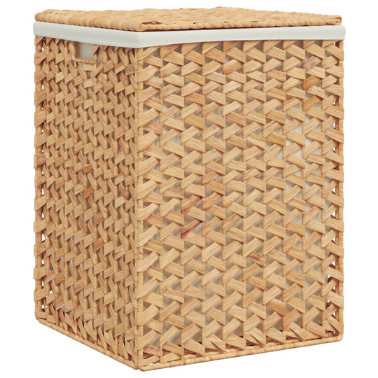 Rustic Laundry Baskets 2 pcs Water Hyacinth with lid and handle, sturdy design for bathroom storage and odor prevention.