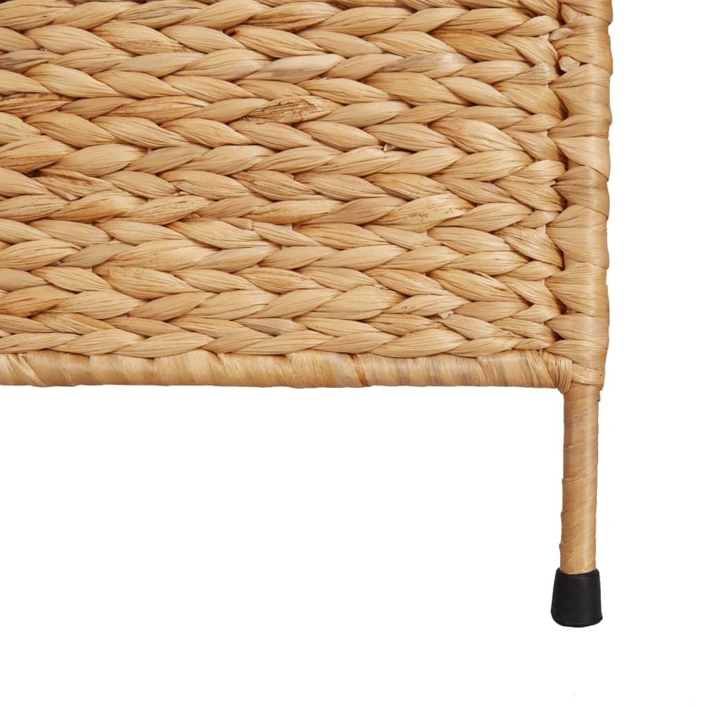 Close-up of textured water hyacinth weaving on a sturdy room divider, showcasing its natural elegance and durability.