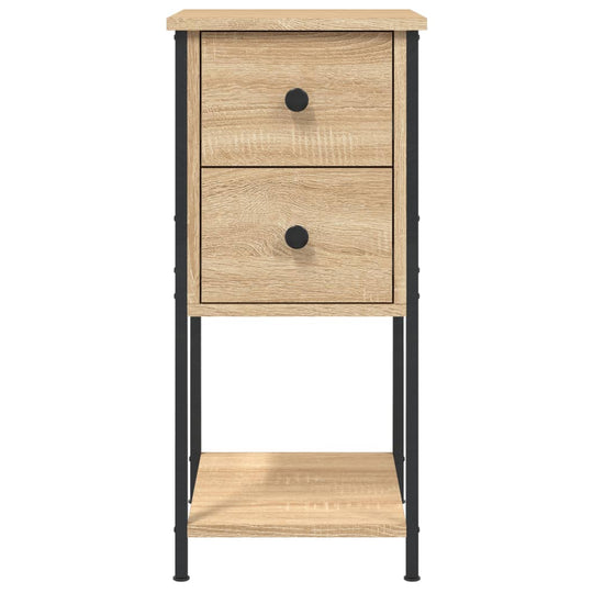 Bedside cabinet in Sonoma oak with two drawers and iron frame, ideal for bedrooms and living rooms, stylish and durable furniture.