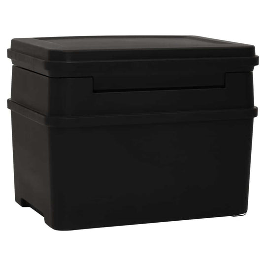 Fireproof waterproof safe box in black, dimensions 44x37x34 cm, ideal for protecting documents and valuables.