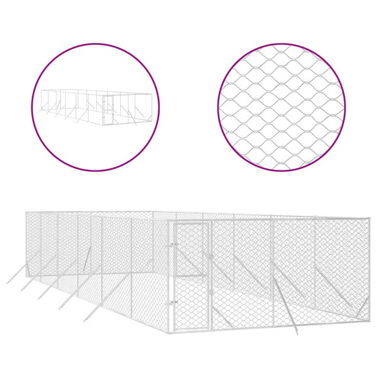 Outdoor Dog Kennel 4x12x2 m Galvanised Steel with mesh details shown in diagram