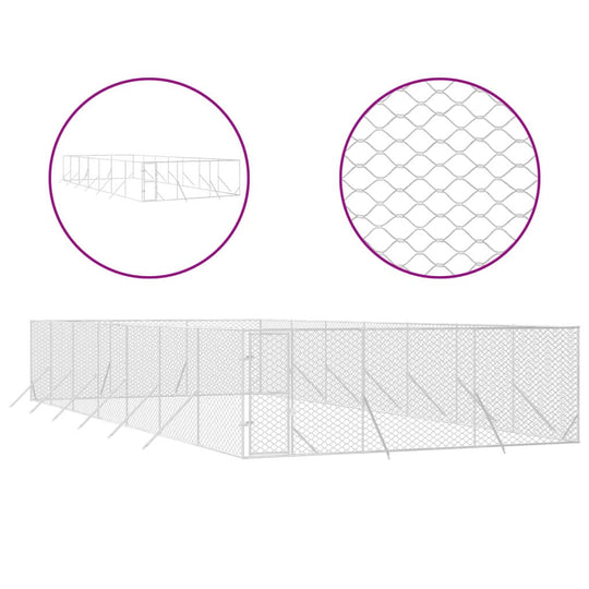 Outdoor Dog Kennel 6x14x2 m Galvanised Steel with wire mesh detail
