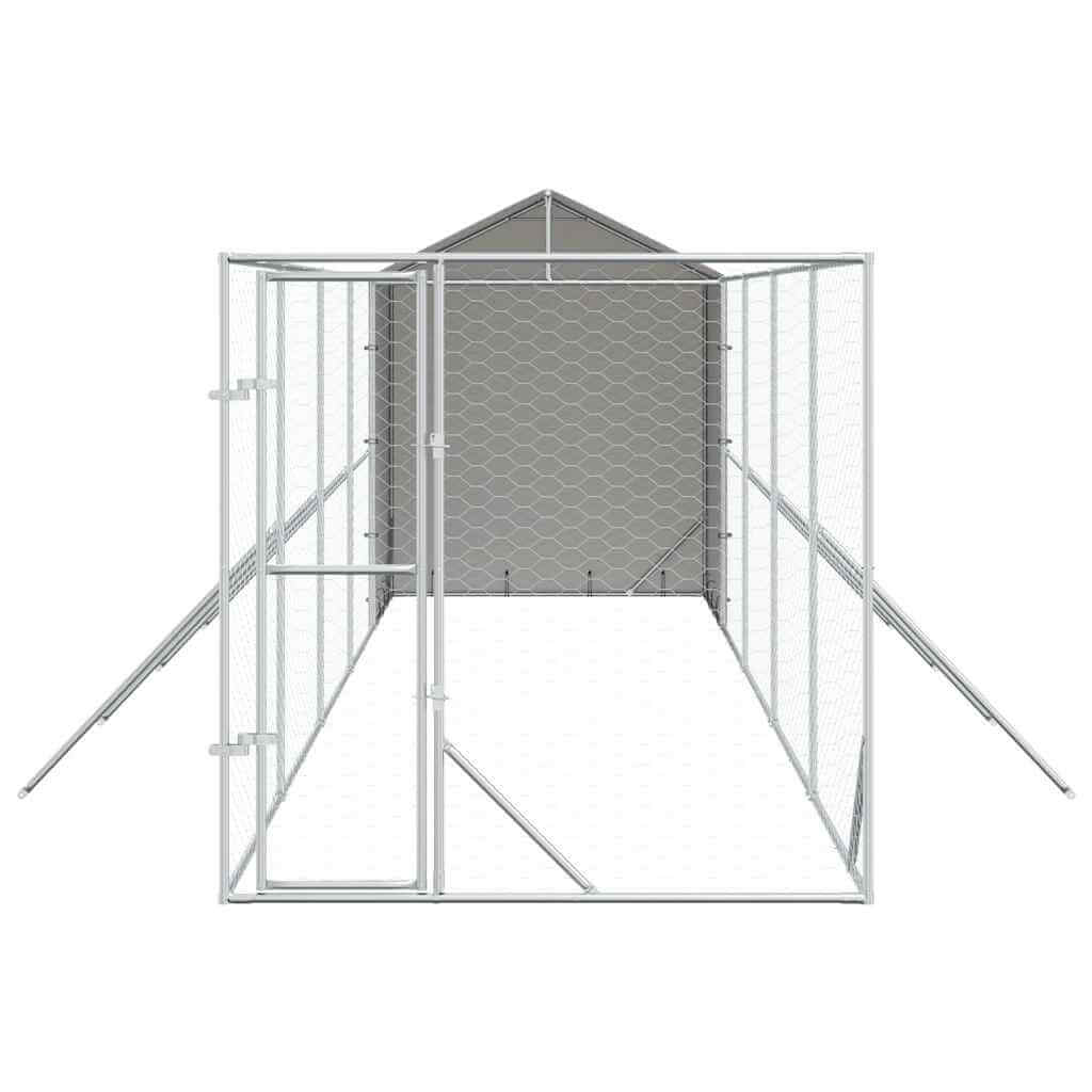 Outdoor Dog Kennel with Roof 2x10x2.5 m Galvanised Steel, spacious and durable for pets