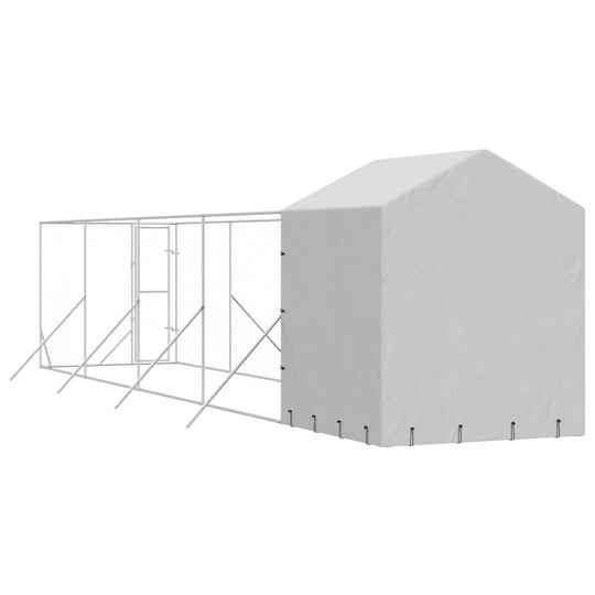 Outdoor Dog Kennel with Roof 2x10x2.5 m Galvanised Steel, spacious and sturdy animal enclosure with protective roof, versatile for outdoor use.