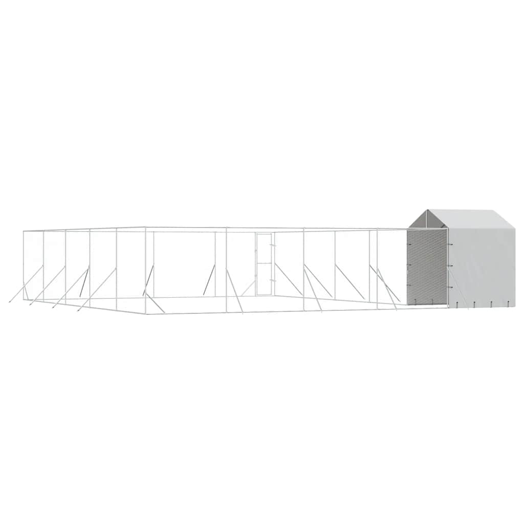 Outdoor Dog Kennel with Roof 10x10x2. m Galvanised Steel, spacious and sturdy enclosure for pets, featuring heavy-duty construction.