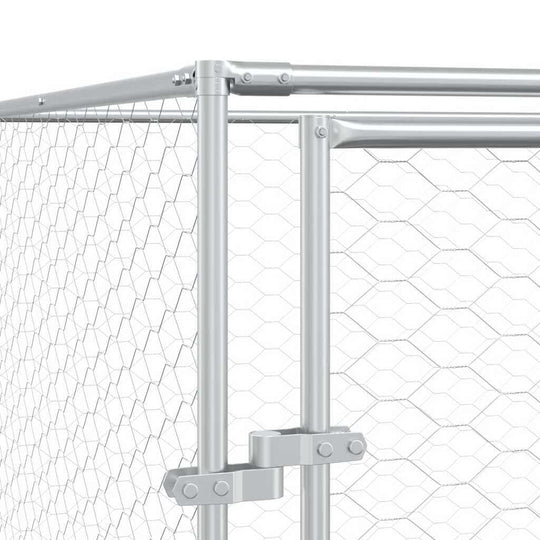 Outdoor Dog Kennel with Roof 10x10x2. m Galvanised Steel sturdy construction detail