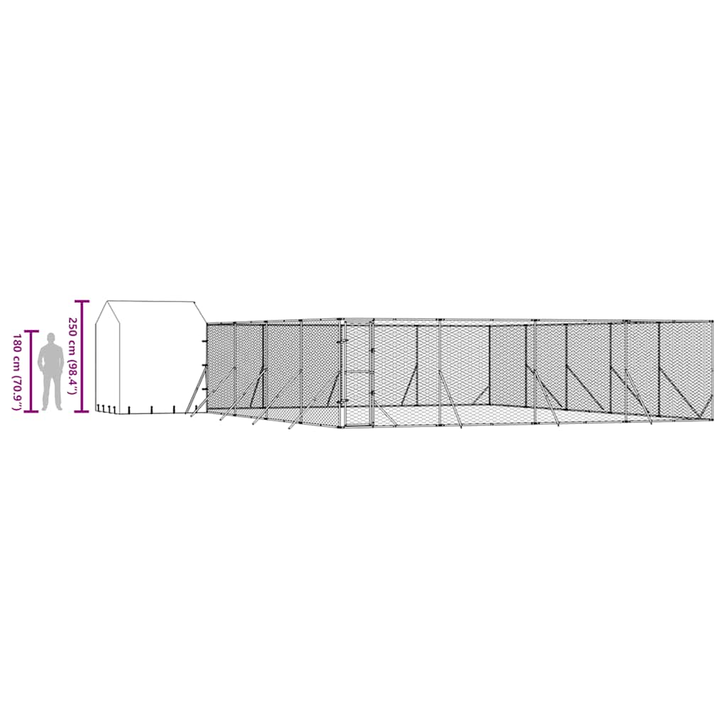 Outdoor Dog Kennel with Roof 10x10x2. m Galvanised Steel offering a spacious and secure enclosure for small animals.