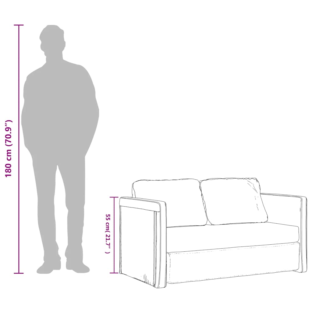أريكة سرير أرضية 2 في 112 × 174 × 55 سم، قماش