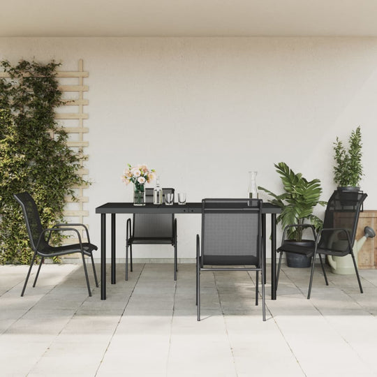 5 Piece Garden Dining Set Steel and Textilene , Furniture -> Outdoor Furniture -> Outdoor Furniture Sets , black,Chairs -,Decor -,Durable,eligant,Furniture -,Home & Garden -,Home Decor,Modern Design,new-305021,Outdoor Chairs,Outdoor Furniture -,Outdoor Fu