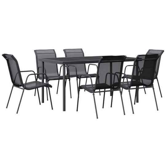 7 Piece Garden Dining Set  Steel and Textilene