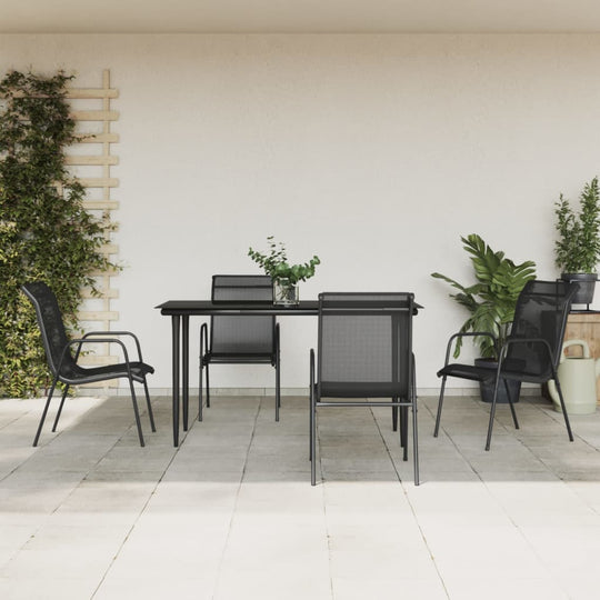 5 Piece Garden Dining Set Steel and Textilene Furniture -> Outdoor Furniture -> Outdoor Furniture Sets