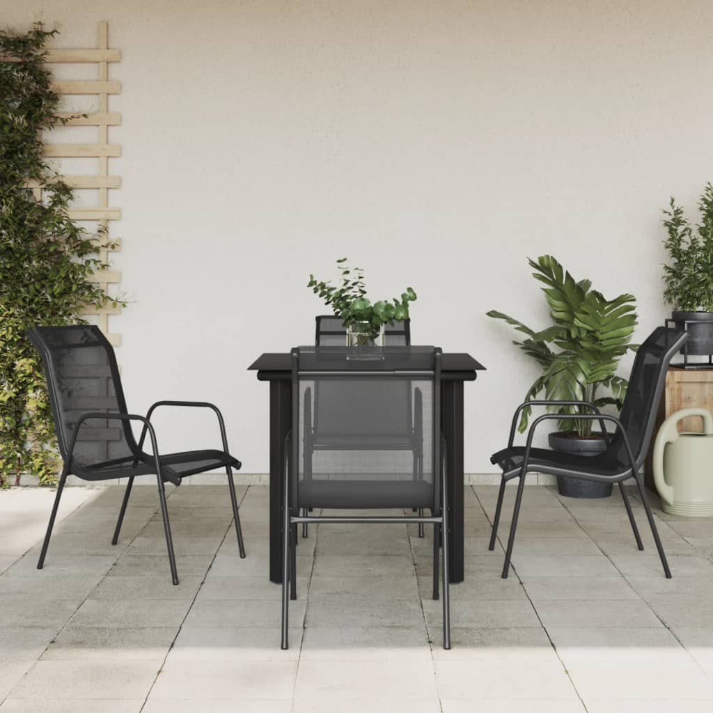 5 Piece Garden Dining Set Steel and Textilene , Furniture -> Outdoor Furniture -> Outdoor Furniture Sets , eligant,Furniture -,Furniture Sets -,Home & Garden -,Modern Design,new-305021,Outdoor Furniture -,Outdoor Furniture Sets,Set of 5