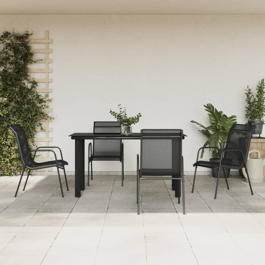 5 Piece Garden Dining Set Steel and Textilene Furniture -> Outdoor Furniture -> Outdoor Furniture Sets