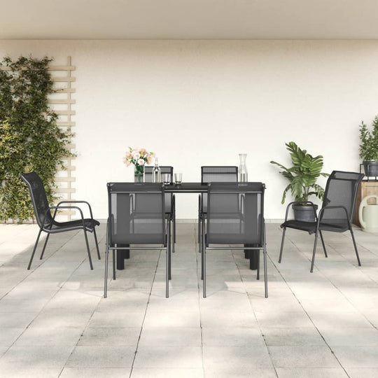 5 Piece Garden Dining Set Steel and Textilene , Furniture -> Outdoor Furniture -> Outdoor Furniture Sets , eligant,Furniture -,Furniture Sets -,Home & Garden -,Modern Design,new-305021,Outdoor Furniture -,Outdoor Furniture Sets,Set of 5