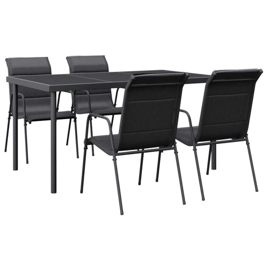 5 Piece Garden Dining Set  Steel and Textilene