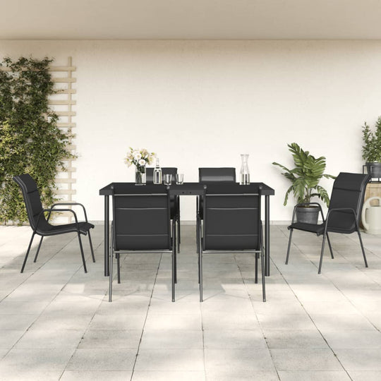 7 Piece Garden Dining Set Steel and Textilene , Furniture -> Outdoor Furniture -> Outdoor Furniture Sets , Chairs -,Durable,eligant,Furniture -,Home & Garden -,Home Decor,Modern Design,new-305021,Outdoor Furniture -,Outdoor Furniture Sets,Outdoor Seating