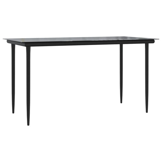 Black steel dining table with sleek design, ideal for outdoor garden and patio use. Sturdy and stylish for various occasions.