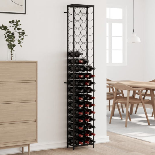 Stylish black wine rack for 57 bottles, ideal for modern furniture and home decor, fits perfectly in any lounge or dining space.