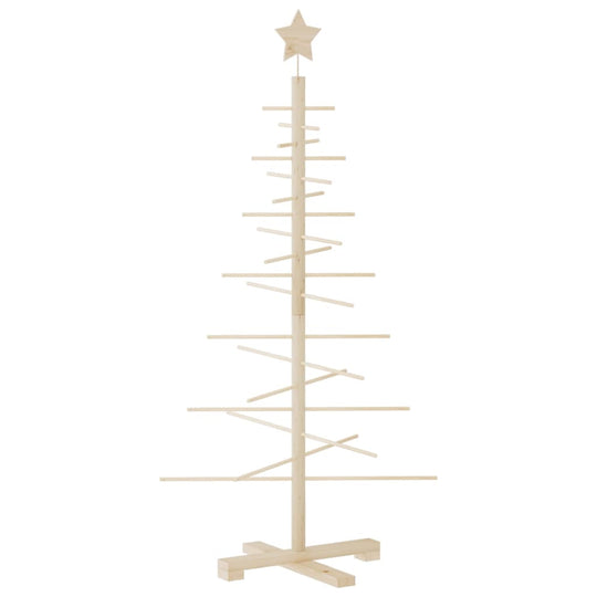 Wooden Christmas Tree for Decoration  Solid Wood Pine with a star on top and rustic, minimalist design.