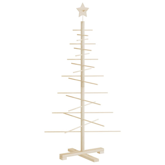 Wooden Christmas Tree for Decoration  Solid Wood Pine, featuring a rustic design and star top for holiday charm.