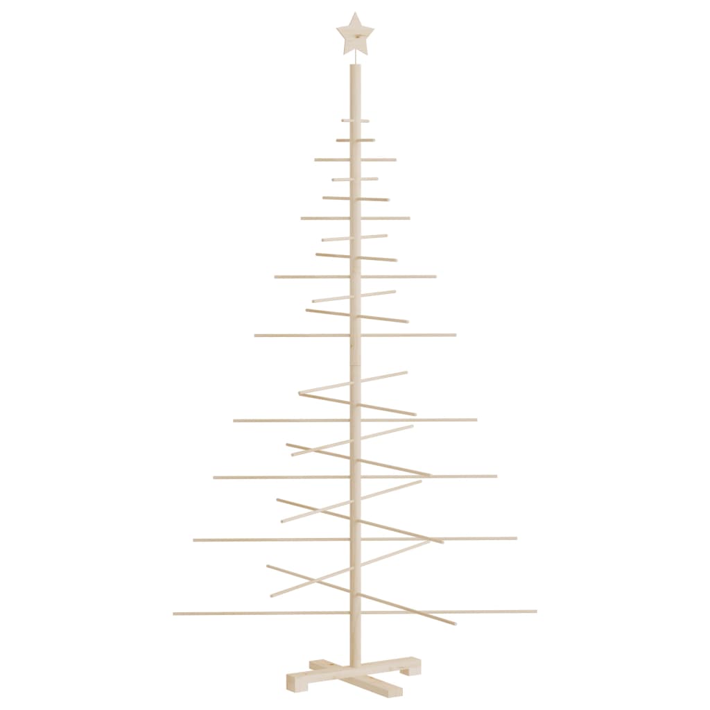 Wooden Christmas tree decoration, 180 cm solid pine, perfect for festive home and garden ambiance.