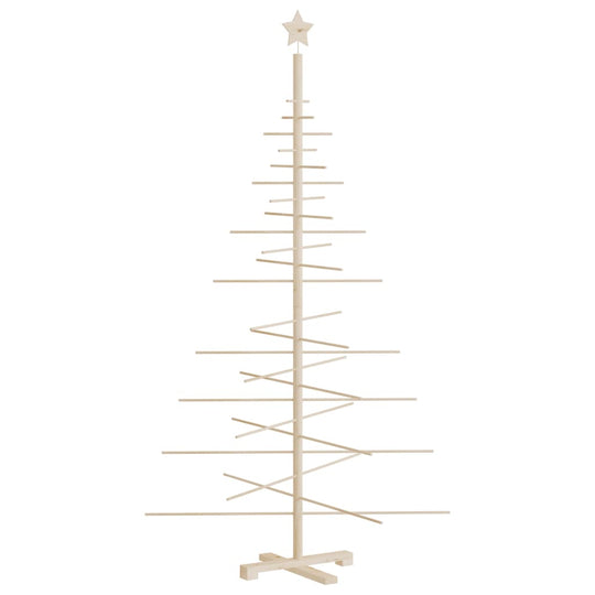 Wooden Christmas tree decoration, 180 cm solid pine, perfect for festive home and garden ambiance.