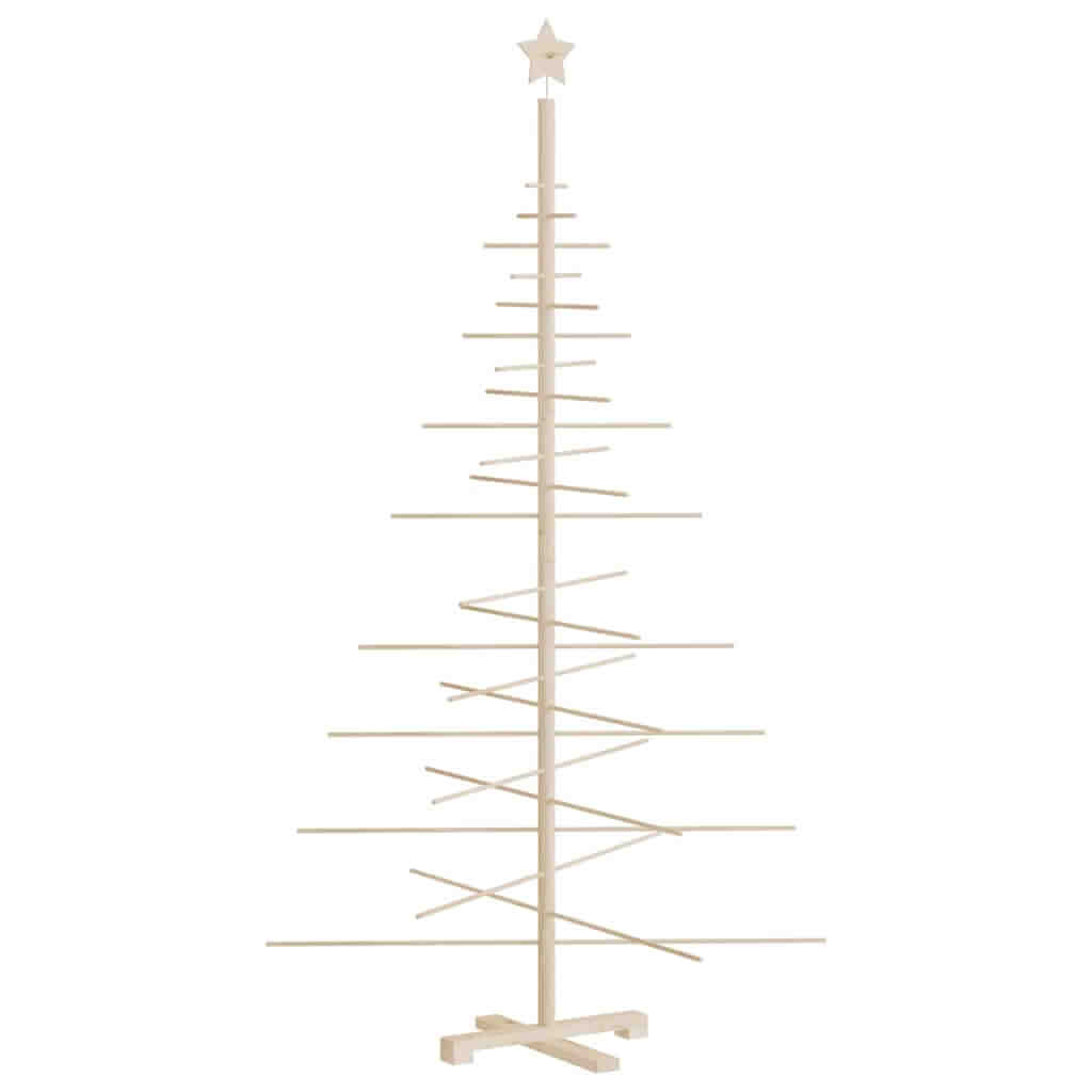 Wooden Christmas tree decoration, 180 cm solid pine, ideal for festive ambiance in homes or offices.