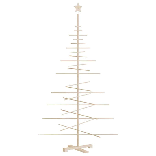 Wooden Christmas tree decoration, 180 cm solid pine, ideal for festive ambiance in homes or offices.