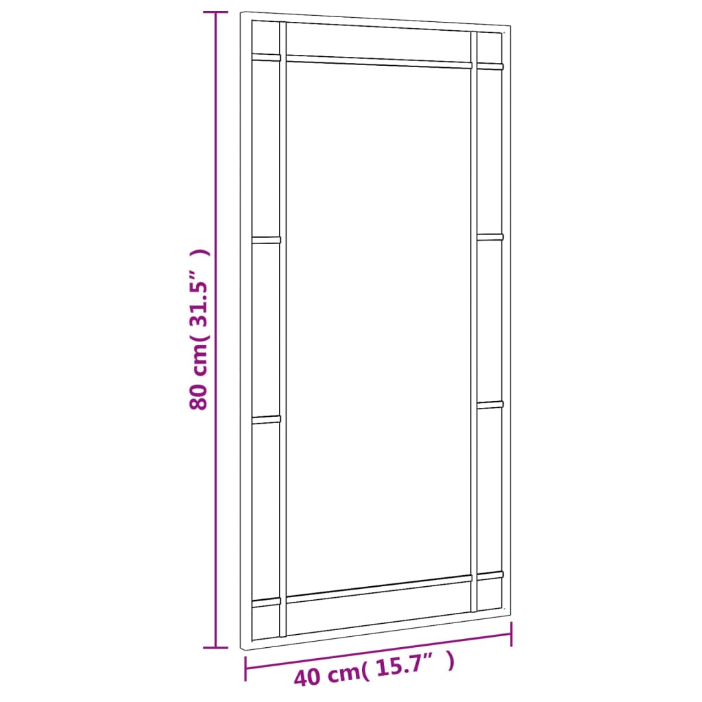 Wall Mirror  40x80 cm Rectangle Iron