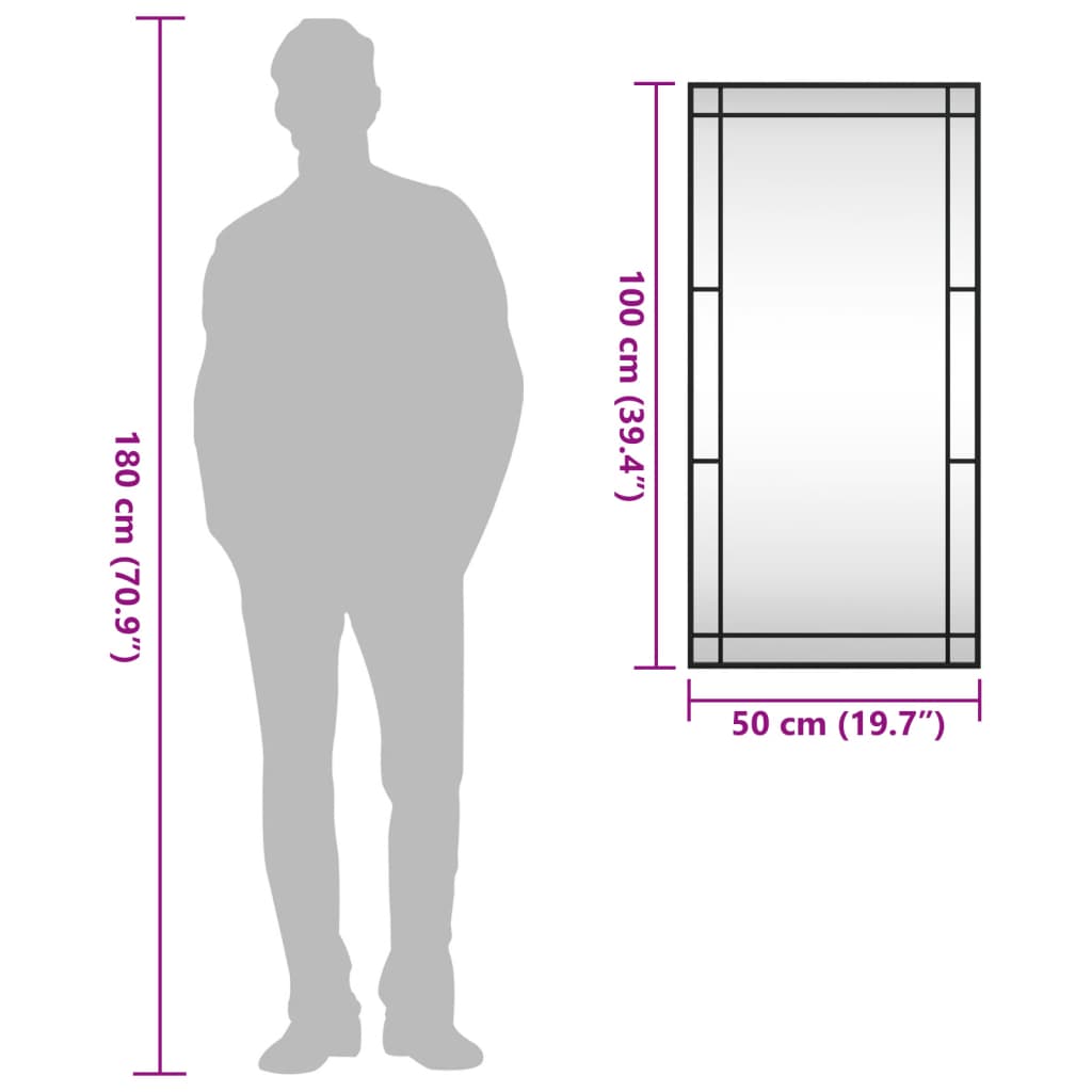 Wall Mirror  50x100 cm Rectangle Iron